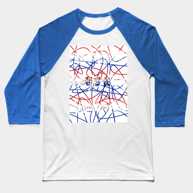 FOURTH Of July USA Red White And Blue Abstract Baseball T-Shirt by SartorisArt1